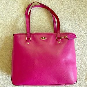 Coach cross grain leather zip top tote